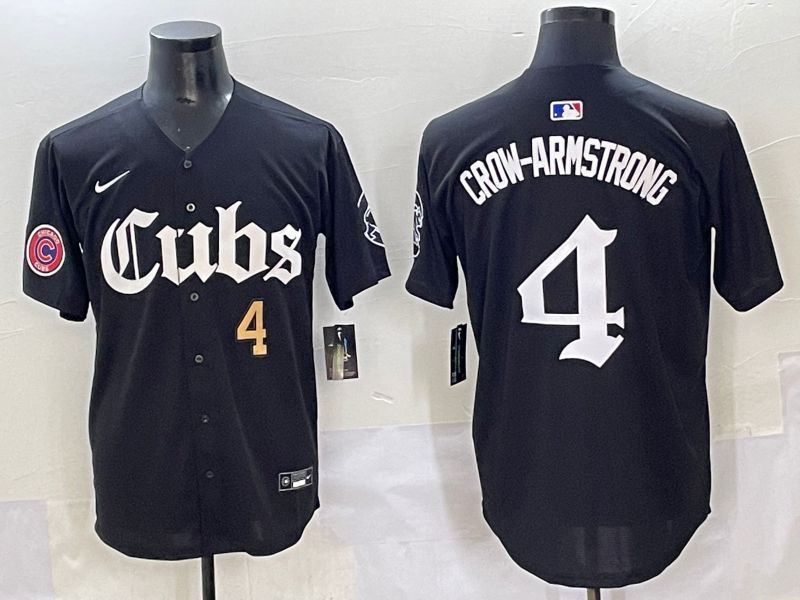 Men 2025 Chicago Cubs 4 Crow-Armstrong Black Five generations Joint Name Nike MLB Jersey style 5